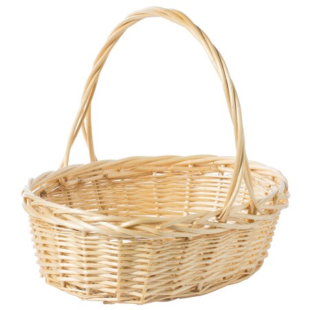 Vintiquewise Natural Willow Oval Shaped Gift Basket Fruit Bowl Bread Serving Tray with Handle, Large QI003821.L
